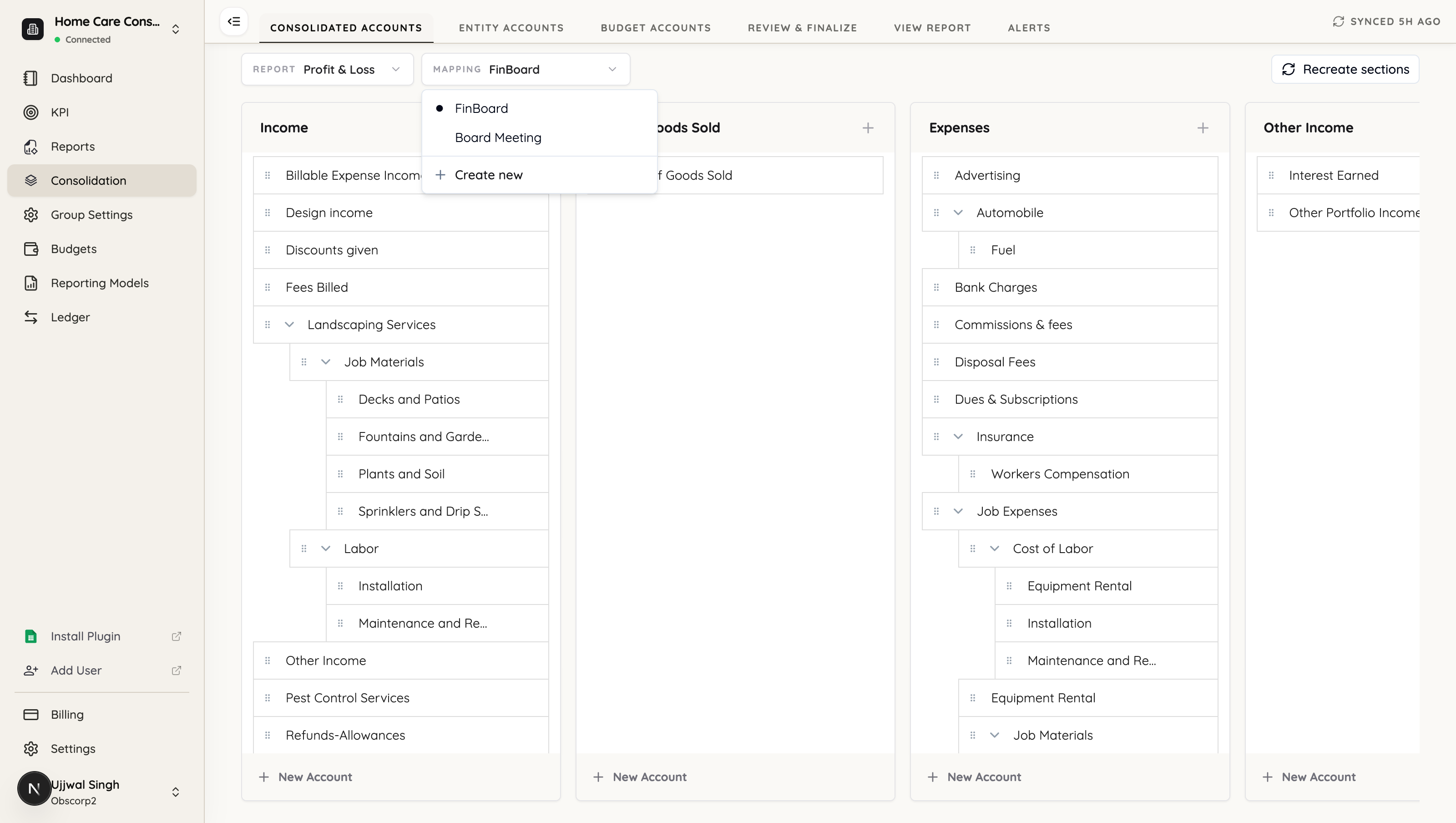 The Mapping dropdown listing saved mappings, with an option to create a new one